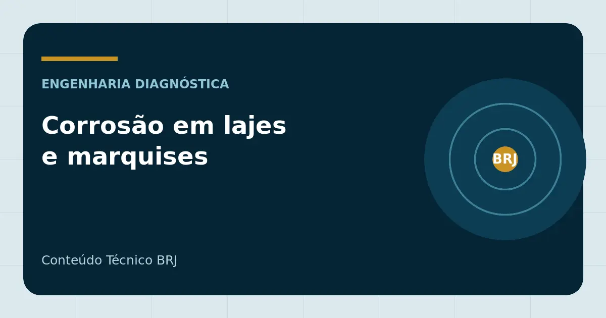 Sinais visíveis de deterioração e corrosão em elemento de concreto